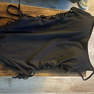 Black one piece with side lace up
